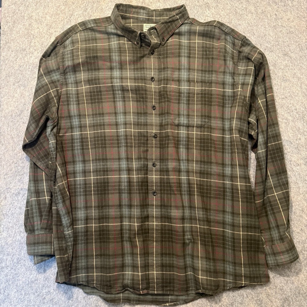 Vintage LL Bean Flannel Shirt Mens XXXL 3XL Made Canada Plaid Cotton Button Down